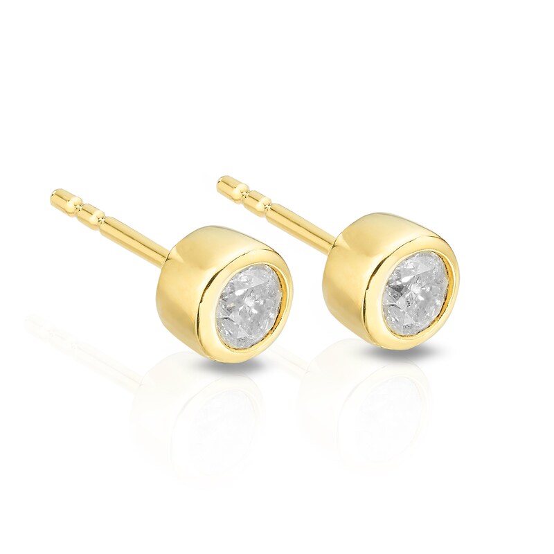 Main Image 1 of Sterling Silver & 18ct Gold Plated Vermeil 0.33ct Diamond Stud Earrings