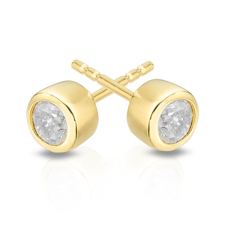 Main Image 2 of Sterling Silver & 18ct Gold Plated Vermeil 0.33ct Diamond Stud Earrings
