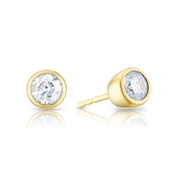 Sterling Silver & 18ct Gold Plated Vermeil 0.50ct Diamond Stud Earrings