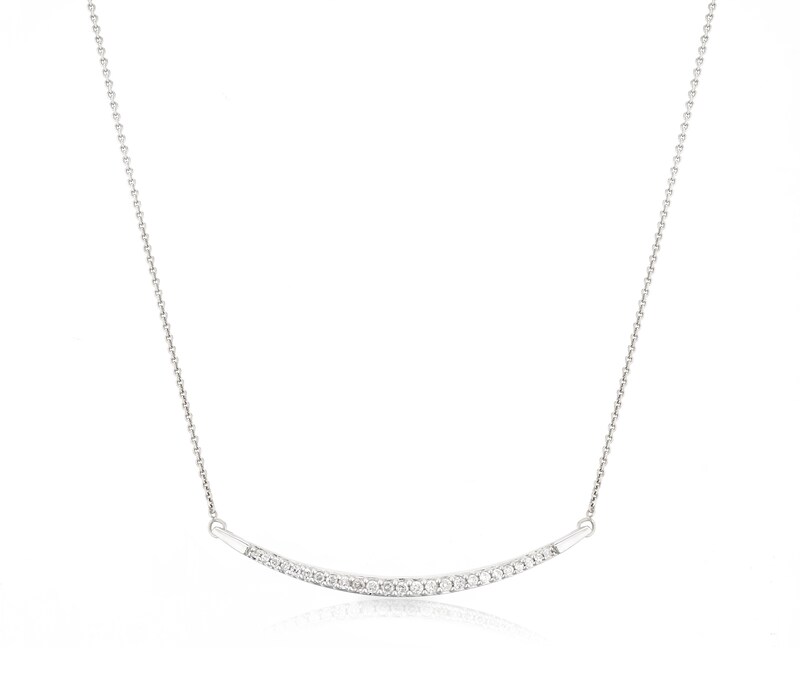 Silver 0.15ct Diamond Curved Bar Pendant