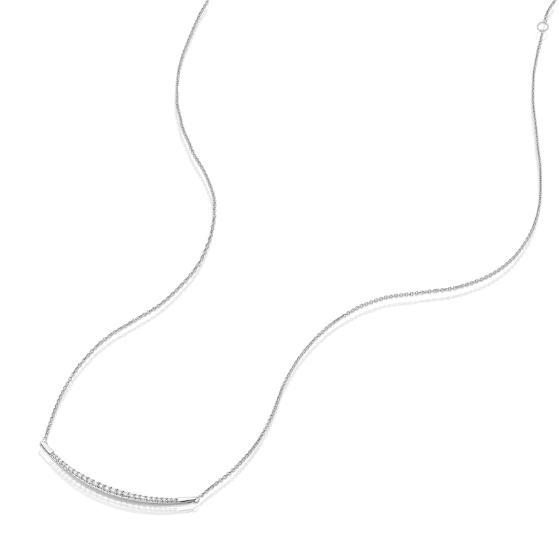 Silver 0.15ct Diamond Curved Bar Pendant