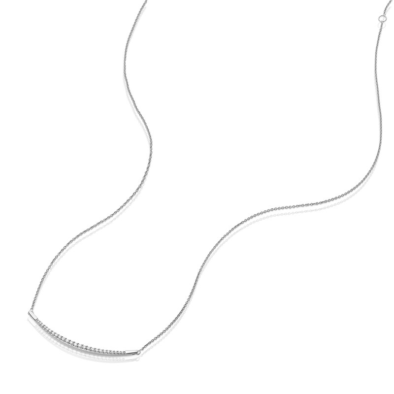 Silver 0.15ct Diamond Curved Bar Pendant