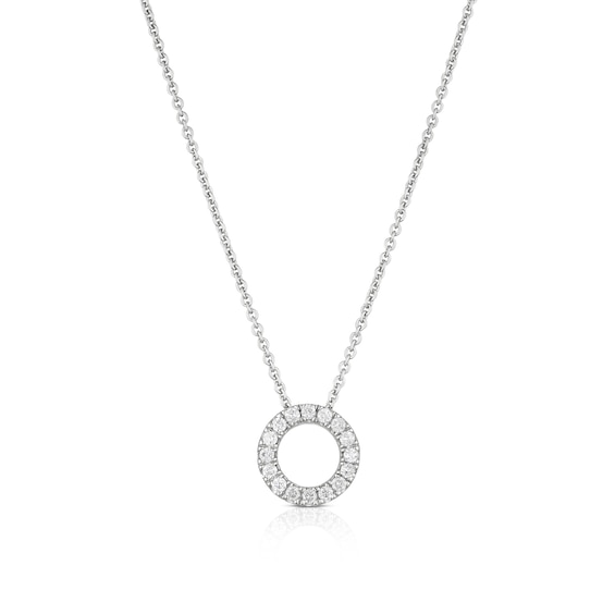 Sterling Silver 0.10ct Diamond Circle Pendant Necklace