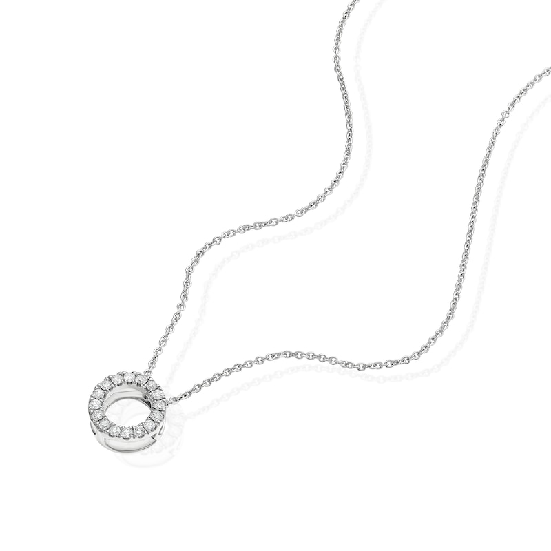 Main Image 2 of Sterling Silver 0.10ct Diamond Circle Pendant Necklace