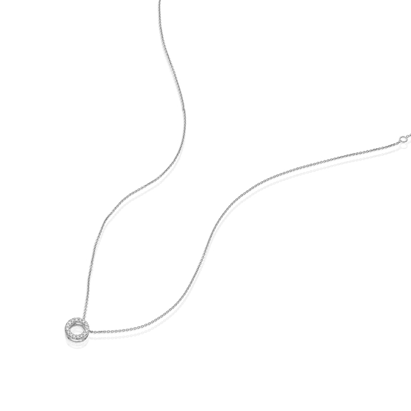 Main Image 3 of Sterling Silver 0.10ct Diamond Circle Pendant Necklace