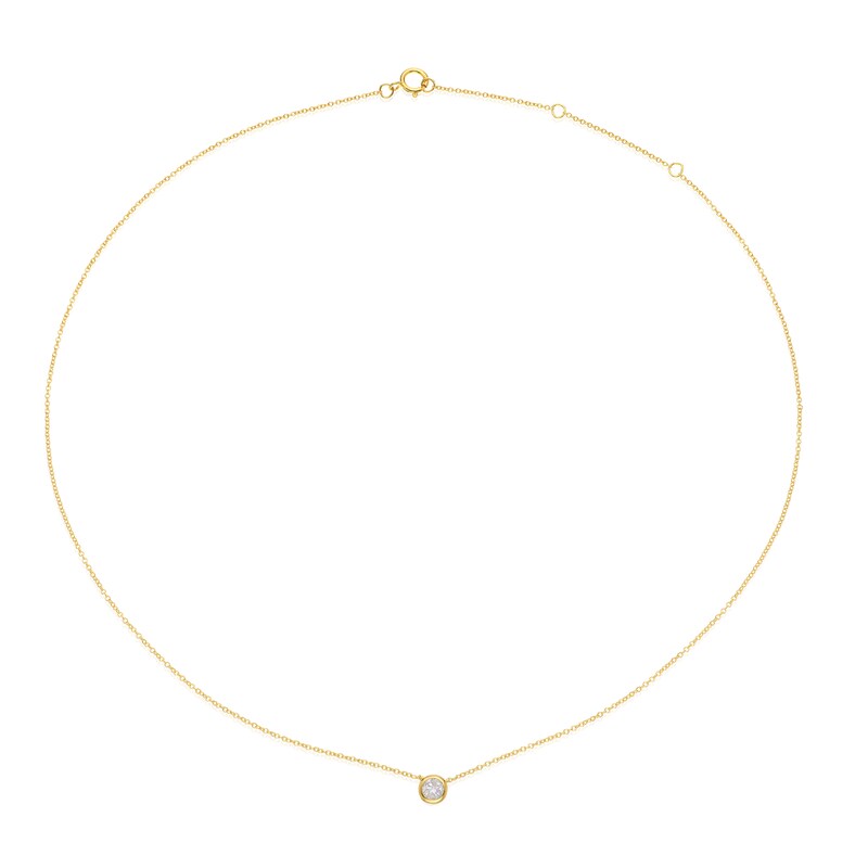 Main Image 2 of Sterling Silver & 18ct Gold Plated Vermeil 0.20ct Diamond Bezel Necklace