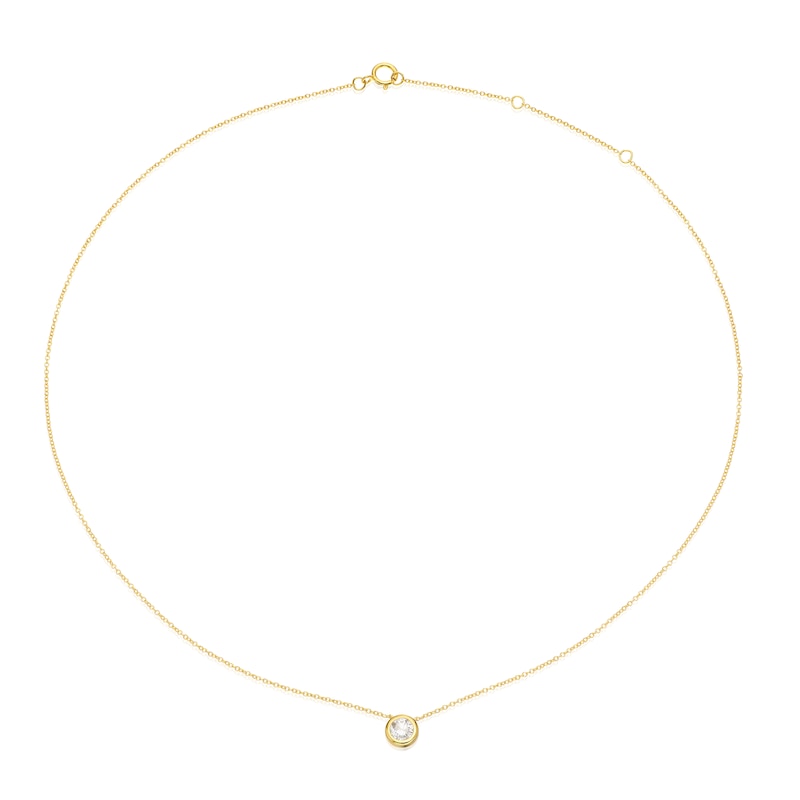 Main Image 2 of Sterling Silver & 18ct Gold Plated Vermeil 0.40ct Diamond Bezel Necklace