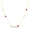 Thumbnail Image 1 of Sterling Silver & 18ct Gold Plated Vermeil 0.10ct Diamond & Ruby Necklace