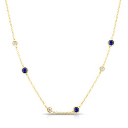 Sterling Silver & 18ct Gold Plated Vermeil 0.10ct Diamond & Sapphire Necklace