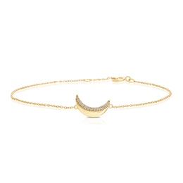 Sterling Silver & 18ct Gold Plated Vermeil 0.05ct Diamond Moon Pavé Bracelet