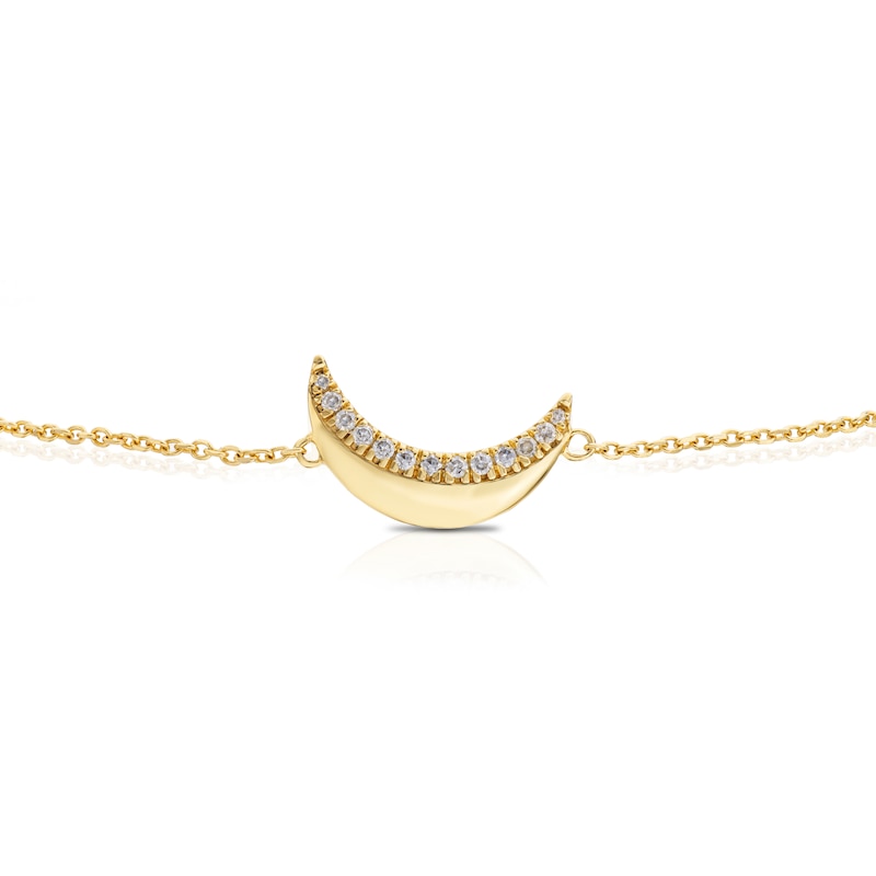 Main Image 2 of Sterling Silver & 18ct Gold Plated Vermeil 0.05ct Diamond Moon Pavé Bracelet