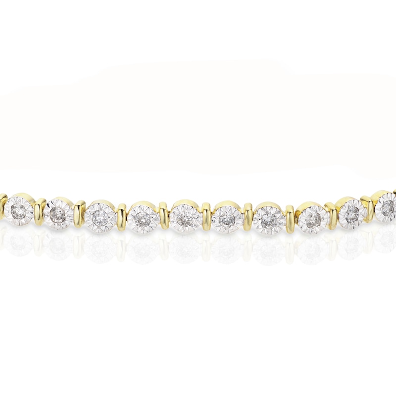 9ct Yellow Gold 1ct Diamond Illusion Tennis Bracelet