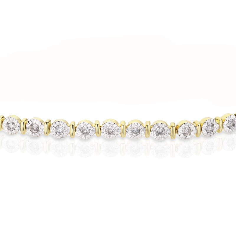 Main Image 2 of 9ct Yellow Gold 1ct Diamond Illusion Tennis Bracelet