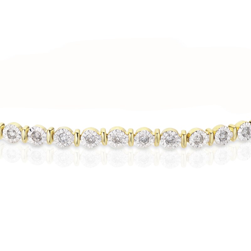 9ct Yellow Gold 1ct Diamond Illusion Tennis Bracelet