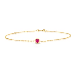 Sterling Silver & 18ct Gold Plated Vermeil Ruby Bezel Bracelet