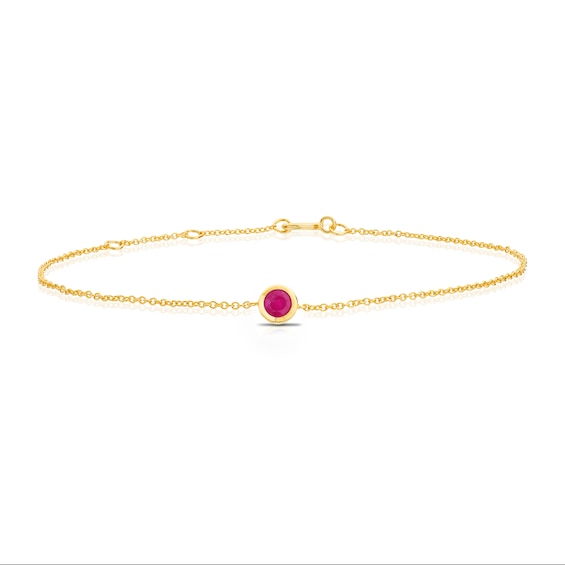 Sterling Silver and 18ct Gold Plated Vermeil Ruby Bezel Bracelet