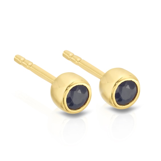 Sterling Silver and 18ct Gold Plated Vermeil Sapphire Stud E