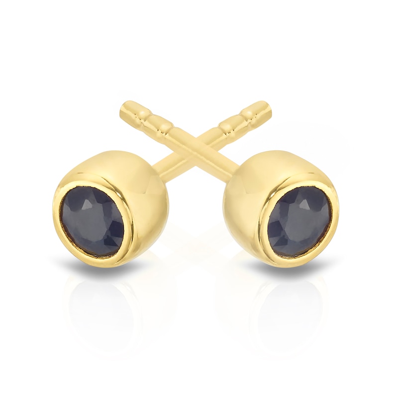 Main Image 2 of Sterling Silver & 18ct Gold Plated Vermeil Sapphire Stud Earrings
