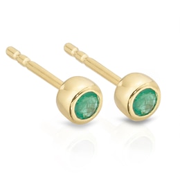 Sterling Silver & 18ct Gold Plated Vermeil Emerald Stud Earrings