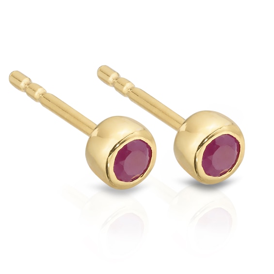 Sterling Silver and 18ct Gold Plated Vermeil Ruby Stud