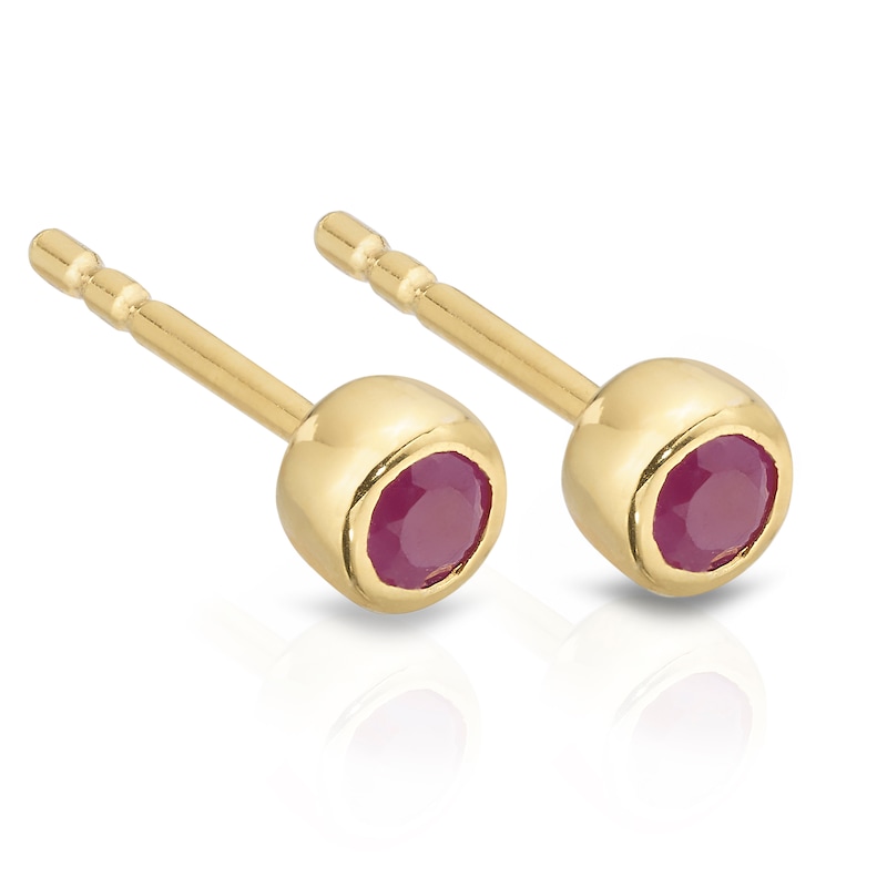 Sterling Silver & 18ct Gold Plated Vermeil Ruby Stud Earrings