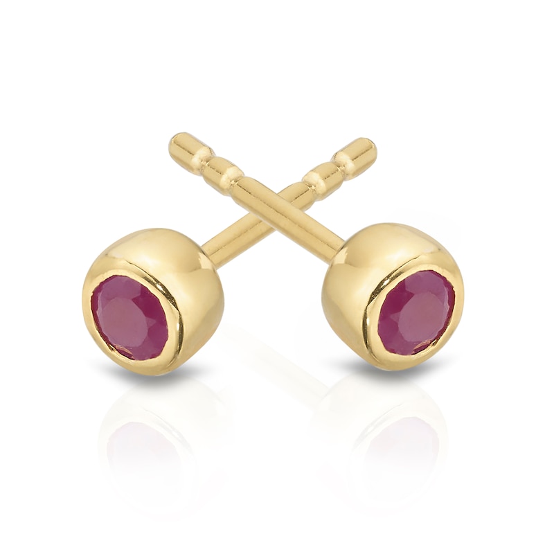 Main Image 2 of Sterling Silver & 18ct Gold Plated Vermeil Ruby Stud Earrings