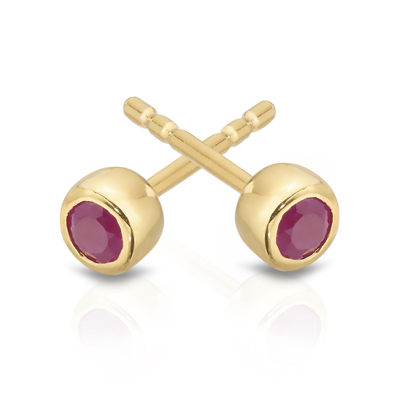 Sterling Silver & 18ct Gold Plated Vermeil Ruby Stud Earrings