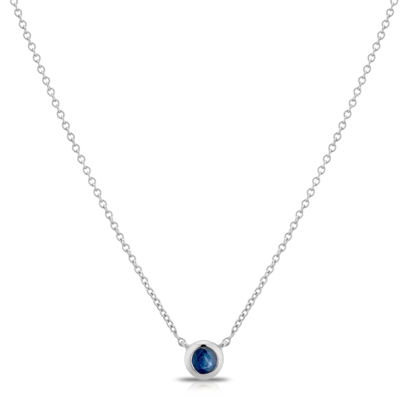 Silver Sapphire Bezel Necklace