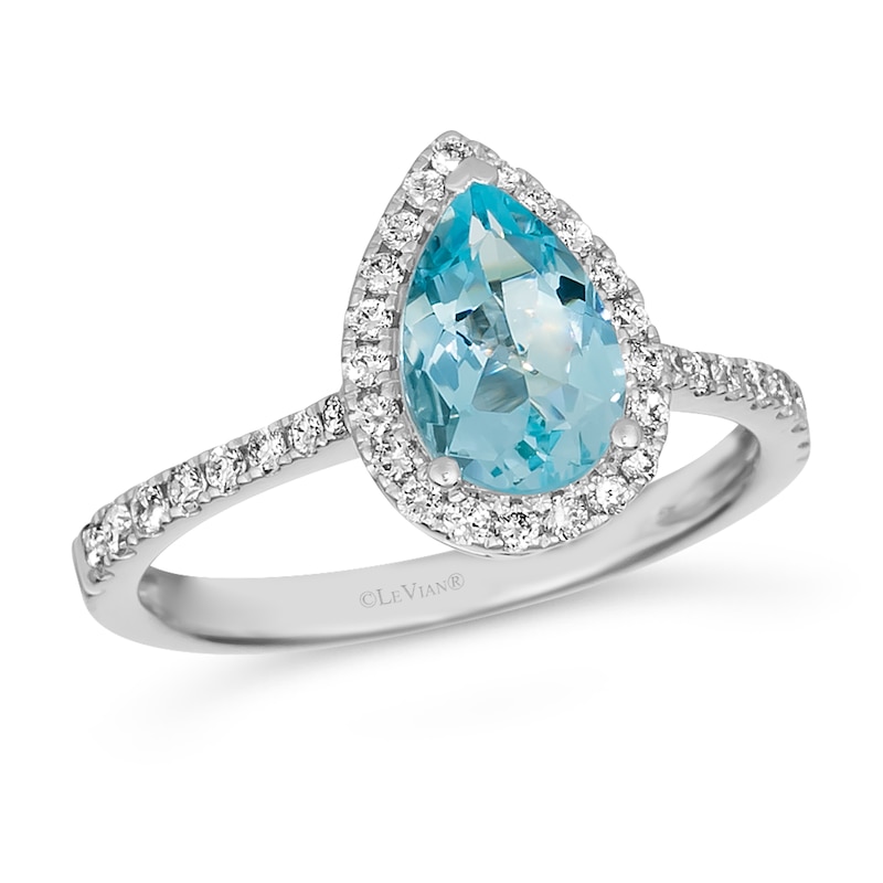 Le Vian 14ct Vanilla Gold 0.29ct Diamond & Aquamarine Ring