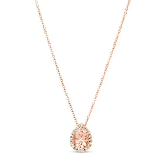 Le Vian 14ct Rose Gold 0.11ct Diamond and Morganite Pendant