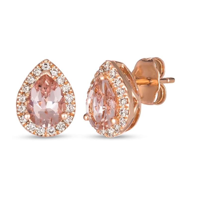 Le Vian 14ct Rose Gold 0.23ct Diamond & Morganite Earrings