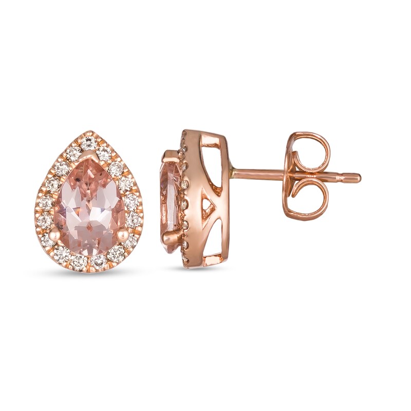 Main Image 2 of Le Vian 14ct Rose Gold 0.23ct Diamond & Morganite Earrings