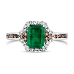 Le Vian 14ct Vanilla Gold 0.37ct Diamond & Emerald Ring