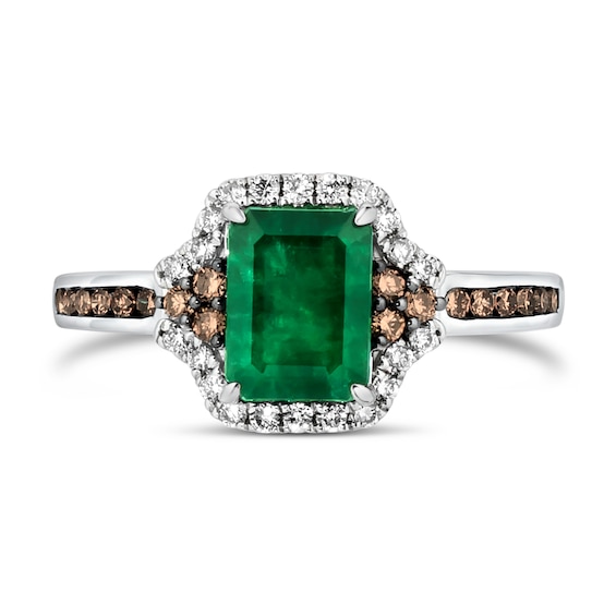 Le Vian 14ct Vanilla Gold 0.37ct Diamond and Emerald Ring