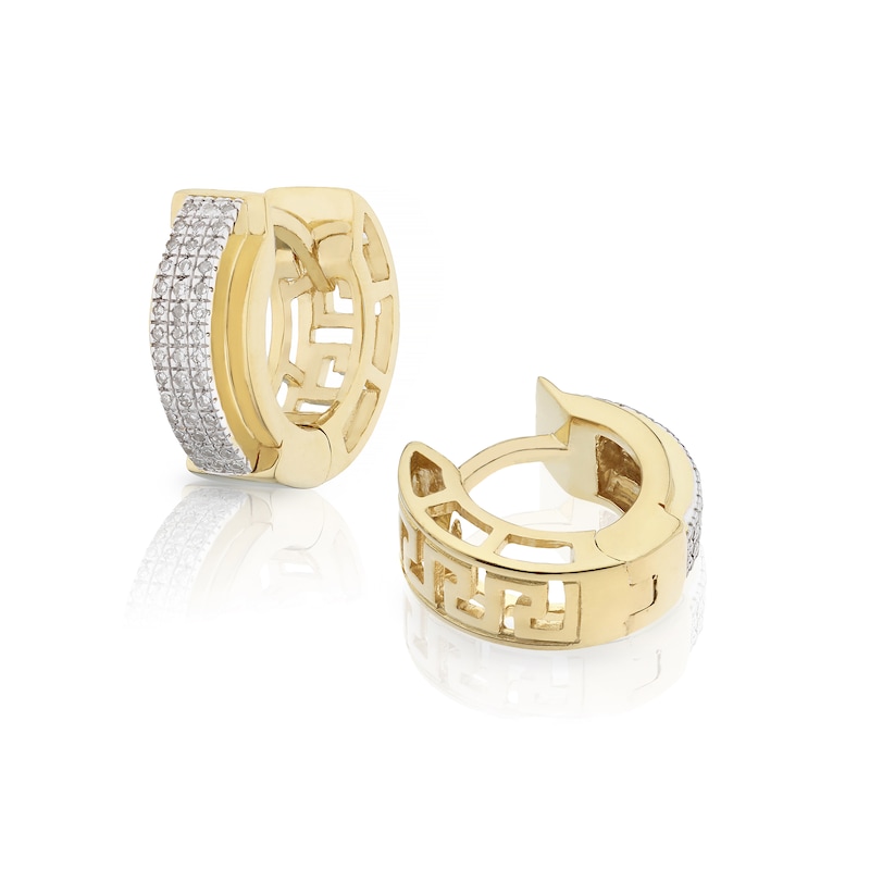 Main Image 1 of Sterling Silver & 18ct Gold Plated Vermeil 0.12ct Total Diamond Hoop Earrings