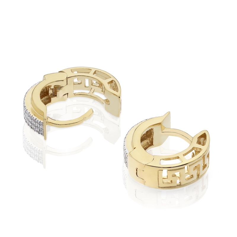 Main Image 2 of Sterling Silver & 18ct Gold Plated Vermeil 0.12ct Total Diamond Hoop Earrings
