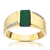 Thumbnail Image 1 of Sterling Silver & 18ct Gold Plated Vermeil Malachite & Diamond Ring