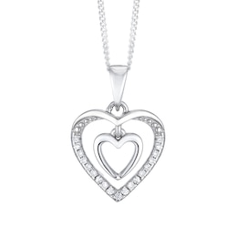 Sterling Silver Cubic Zirconia Double Heart Pendant