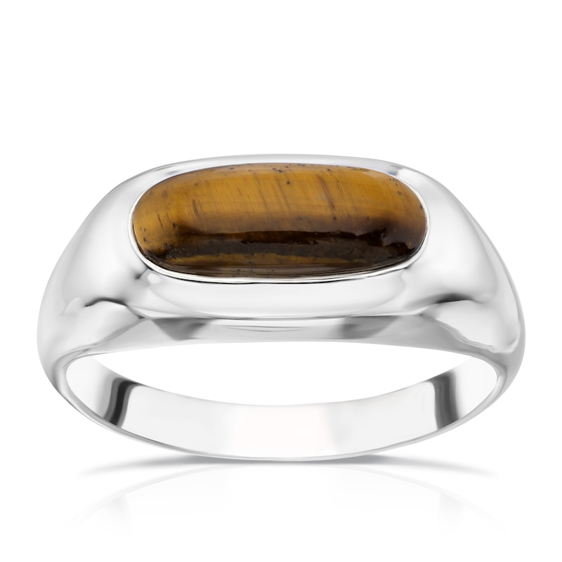 Men's Sterling Silver Tiger Eye Signet Ring