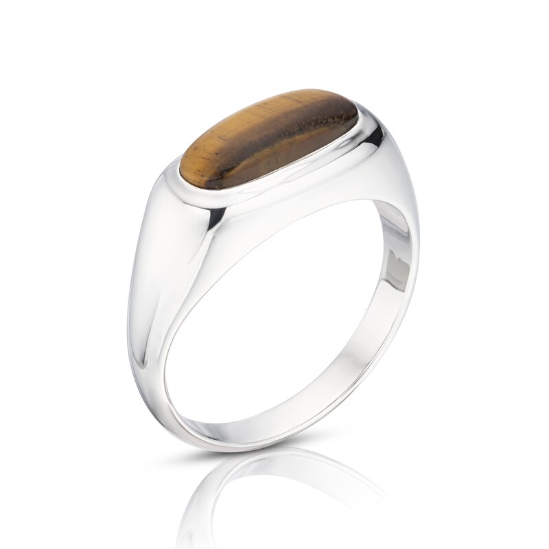 Men's Sterling Silver Tiger Eye Signet Ring
