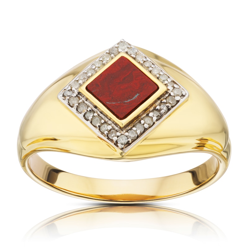 Main Image 1 of Sterling Silver & 18ct Gold Plated Vermeil 0.13ct Total Diamond Ring