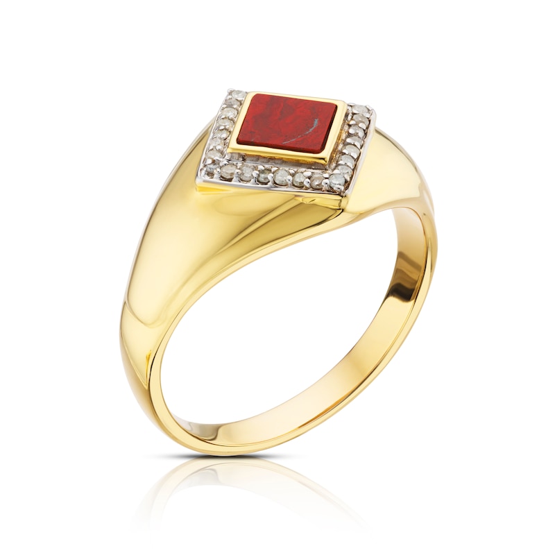 Main Image 2 of Sterling Silver & 18ct Gold Plated Vermeil 0.13ct Total Diamond Ring
