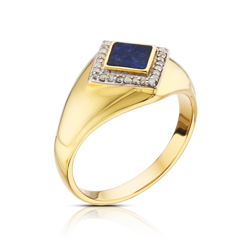 Main Image 2 of Sterling Silver & 18ct Gold Plated Vermeil Sodalite 0.13ct Total Diamond Ring