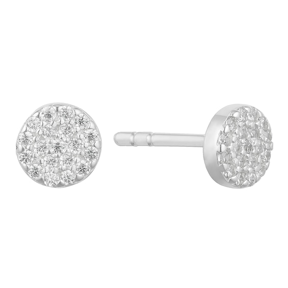 Sterling Silver Cubic Zirconia Round Stud Earrings