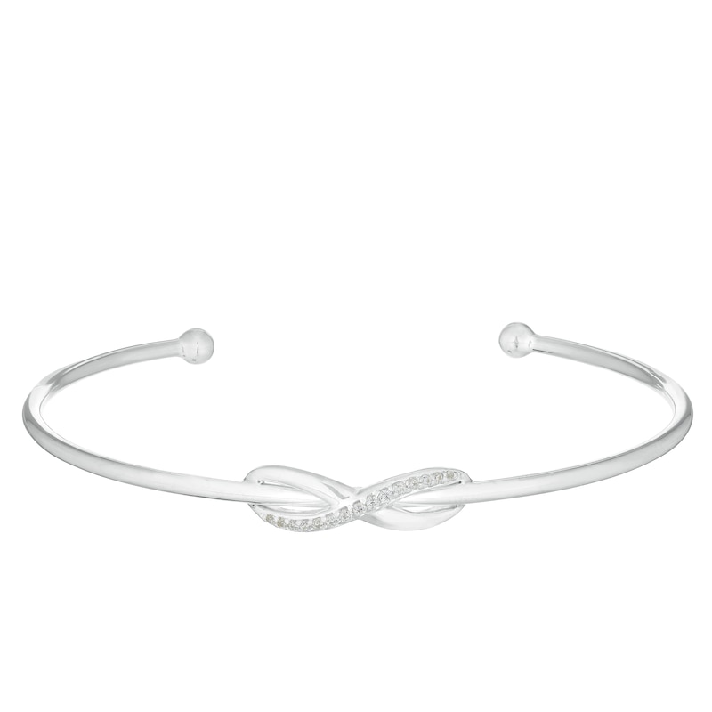 Silver Cubic Zirconia Infinity Symbol Bangle