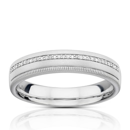 Silver 0.04ct Diamond Pavé Men's Ring