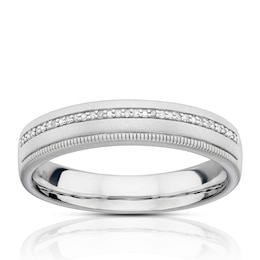 Sterling Silver 0.04ct Diamond Pavé Men's Ring