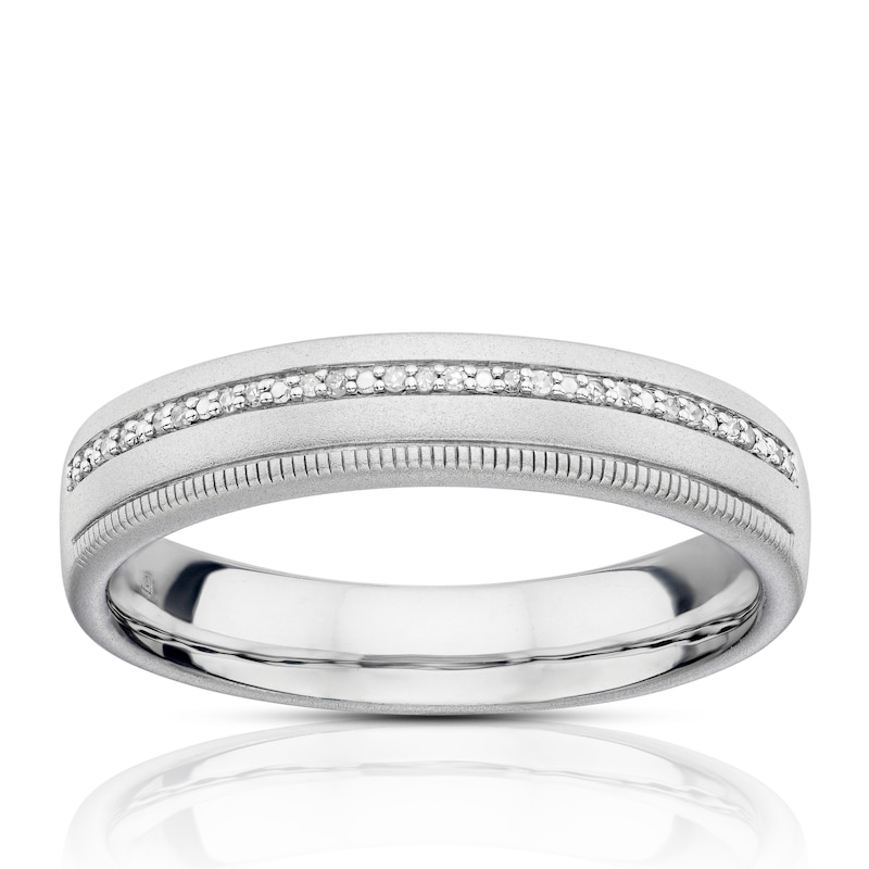Silver 0.04ct Diamond Pavé Men's Ring