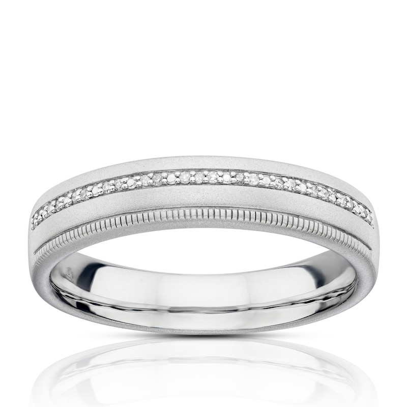 Main Image 1 of Sterling Silver 0.04ct Diamond Pavé Men's Ring