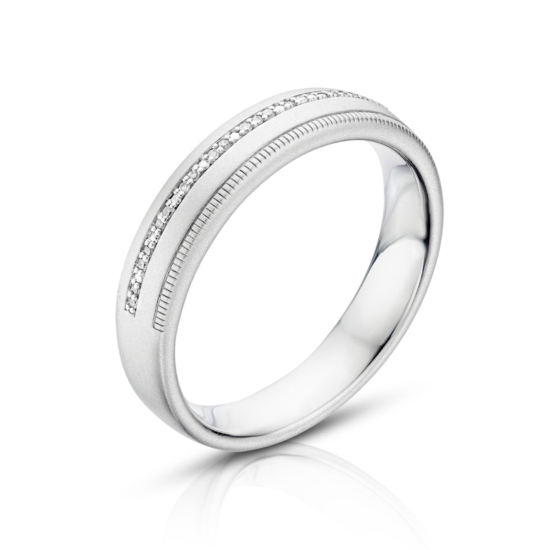Main Image 2 of Sterling Silver 0.04ct Diamond Pavé Men's Ring